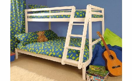 Comfy Living Triple Wooden Pine Bunk Bed 3ft amp; 4ft in a White Wash finish - Durleigh