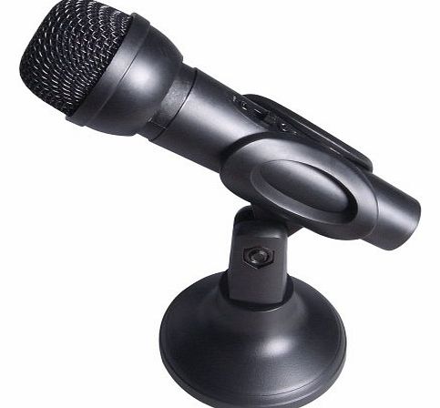 Computer Gear Desktop PC Handheld Microphone with adjustable stand - Black