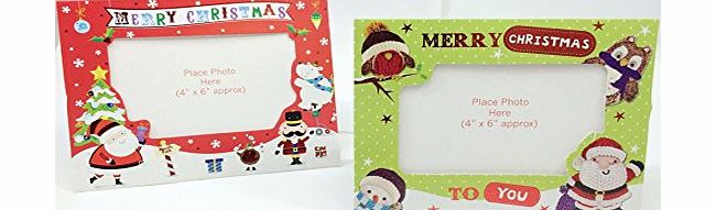8 Red & Green Cute Christmas Picture Frame Cards & Envelopes Personalised Family Photo Decoration