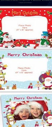 Concept4u Merry Christmas Cute Design Photo Frame Glitter Cards with Envelopes - 8 Pack Personalise With Family Picture