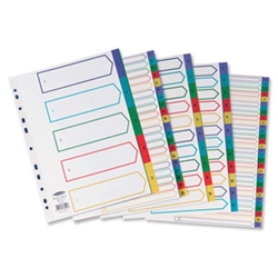 1-10 Multicolour Plastic Index A4 Ref