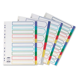 6 Part Assorted Plastic Subject Dividers