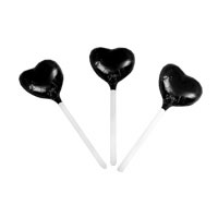 Confetti Black foil heart lollies (x12)