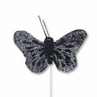 Confetti Black glitter butterfly pack of 24