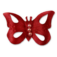Burgundy small satin pearl butterfly pk 25
