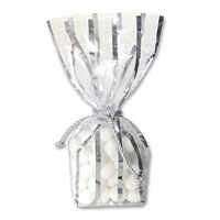 Confetti cellophane bags with silver stripes