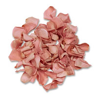 Dusky pink rose petals in acetate box