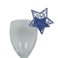 Confetti Electric blue star glass place card pk of 10