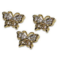 Gold diamante butterfly trim pk of 6