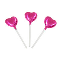 Hot pink foil heart lollies (x12)