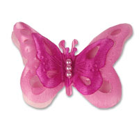 Hot pink medium satin pearl butterfly pk of 10
