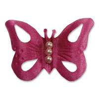 Hot pink small satin pearl butterfly pk of 25