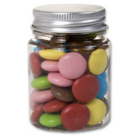 Confetti kiddies filled favour jar with smarties