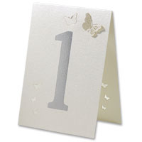 Confetti Pearl butterfly table number with silver number pk of 10