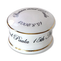Confetti personalised ceramic pots with gold rim
