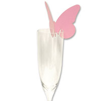 Pink butterfly glass place card pk10