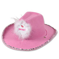 Pink felt hen party cowboy hat