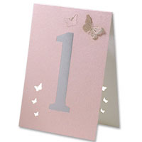 Confetti pink pearl butterfly table number pack of 10