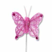 Confetti Pink sheer glitter bfly pk of 24