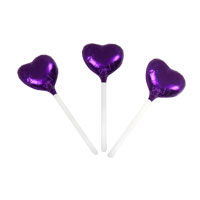 Confetti Purple foil heart lollies (x12)