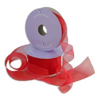 Confetti red chiffon ribbon - W38mm