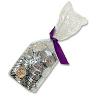Silver chocolate sixpence coins