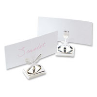 Silver cutlery place card holder set