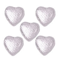 Confetti Silver dark choc foil hearts 500g