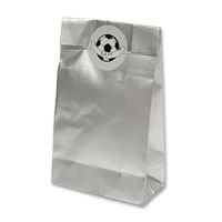 silver favour bag with football sticker