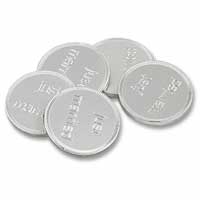 Confetti silver just married chocolate coins bulk bag
