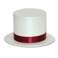 Top hat favour with burgundy ribbon boxes pk of 10