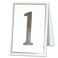 Confetti White and silver foil table numbers pk10