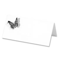 Confetti White/black laser cut butterfly place card pk of 10