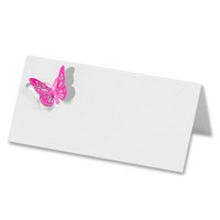 Confetti White/hot pink lasercut butterfly place card pk of 10