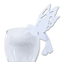 Confetti White laser cut bird glass place card pk of 10