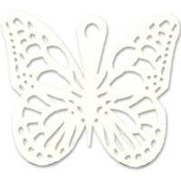 Confetti White lasercut butterfly tag pk 25