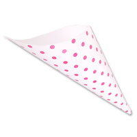 Confetti White/pink polka dot cone pk of 10