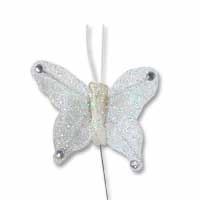 Confetti White sheer glitter bfly pk of 24