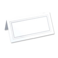 Confetti white silver foil border place cards