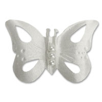 Confetti White small satin pearl butterfly pk of 25