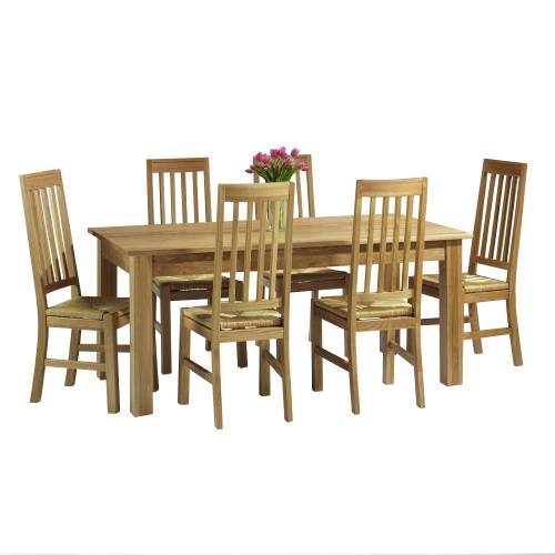Contemporary Oak Dining Set (180cm   rush
