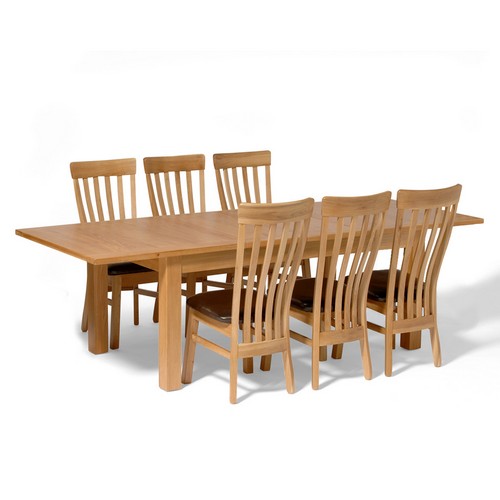 Contemporary Oak Large Dining Set with 6 Classic