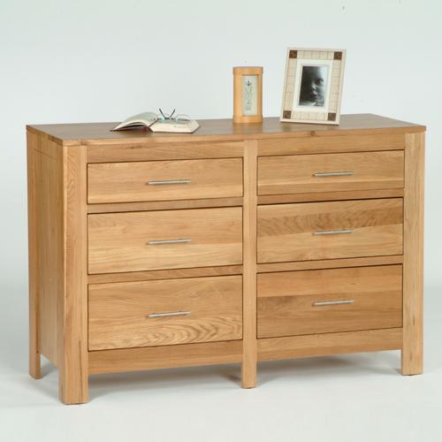 Contemporary Oak 6 drawer wide chest 303.307