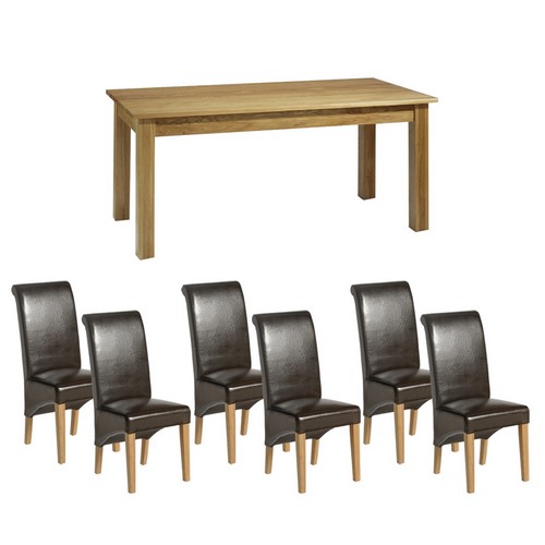 Contemporary Oak Range Contemporary Oak Dining Set (150cm   6 Leather