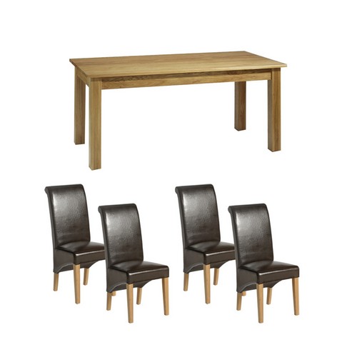 Contemporary Oak Dining Set (150cm Table + 4