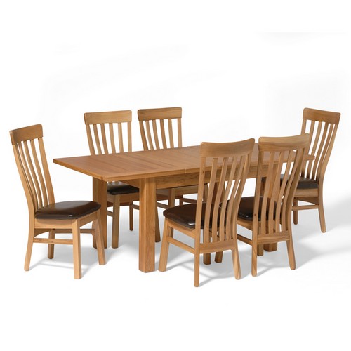 Contemporary Oak Small Dining Set with 6 Classic