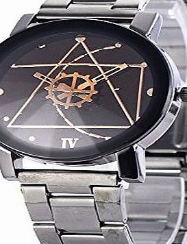 Contever Fashion Geneva Quartz Watch Stainless Steel Analog Wrist Watch For Man - Black
