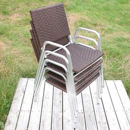Continental Rattan Cafe Chair stack of 4
