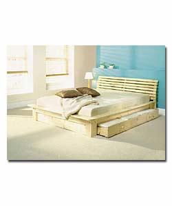 Solid Pine Double Bed/Firm Mattress - 1 Drawer