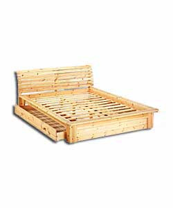 Solid Pine Double Bedstead with 1 Drawer